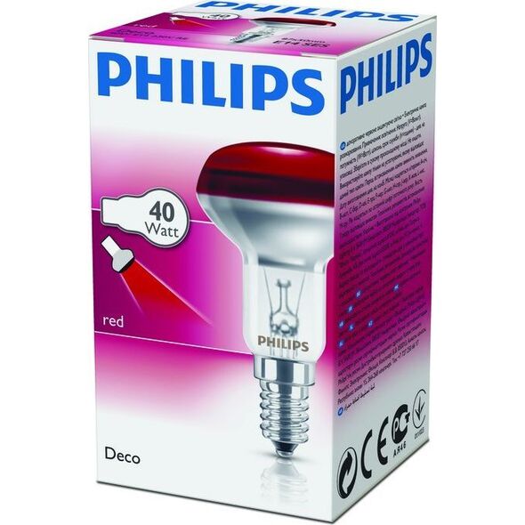 Philips Żarówka Philips Refl Col 923348944217 40W E-14 NR50 230V czerwona 13942724 8711500328069