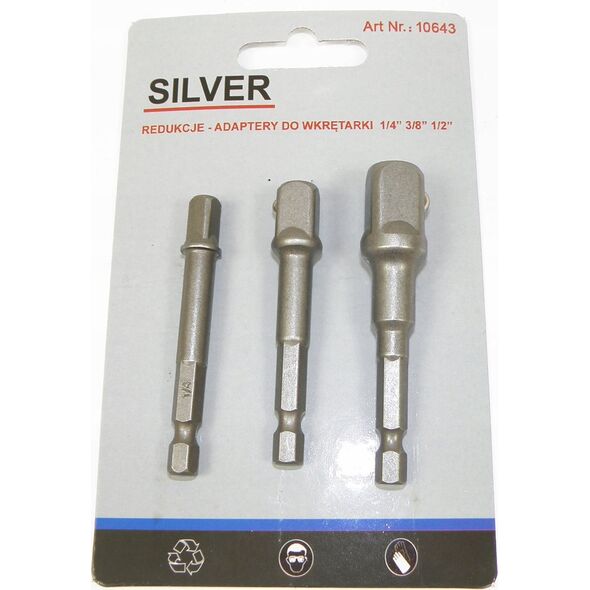 Silver SILVER KOMPLET ADAPTERÓW / UCHWYTÓW DO NASADEK 3szt. 1/2-3/8-1/4" 13942937 5907589360950