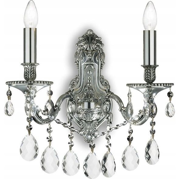 Kinkiet Ideal Lux Kinkiet lampa ścienna Ideal Lux Gioconda AP2 2x40W E14 srebrny 044910 13942938 8021696044910