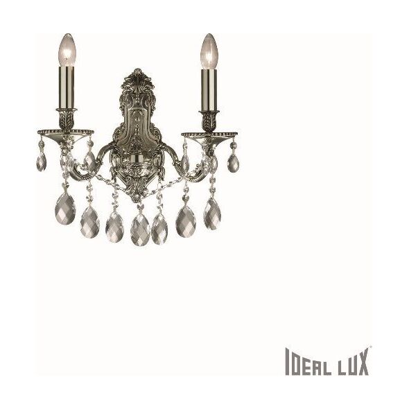 Kinkiet Ideal Lux Kinkiet lampa ścienna Ideal Lux Gioconda AP2 2x40W E14 srebrny 044910 13942938 8021696044910