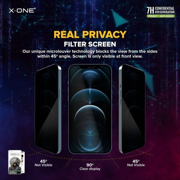 X-One Protektor LCD X-ONE Extreme Shock Eliminator 4th gen. Privacy - do iPhone 14 Pro 13950325 5903396208294