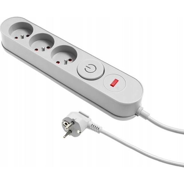 Listwa zasilająca Plastrol Plastrol Filtr W-00013 listwa zasilająca z układem przeciwprzepięciowym trzy gniazda, włącznik szara 13955277 5902273423836