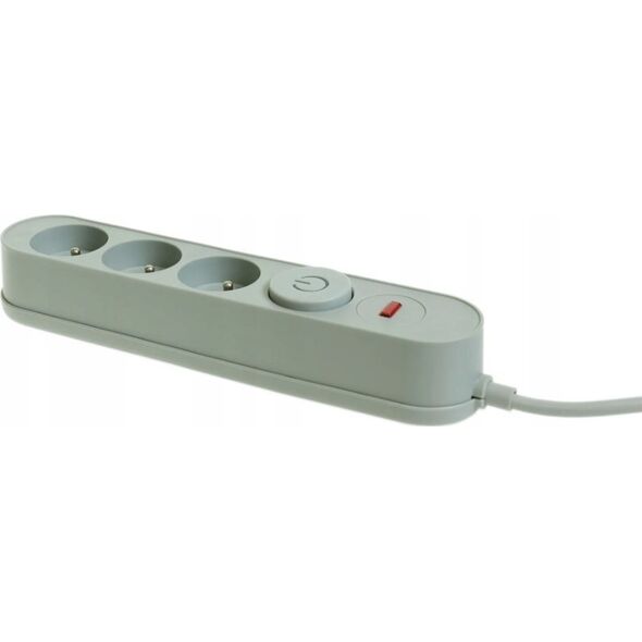 Listwa zasilająca Plastrol Plastrol Filtr W-00013 listwa zasilająca z układem przeciwprzepięciowym trzy gniazda, włącznik szara 13955277 5902273423836