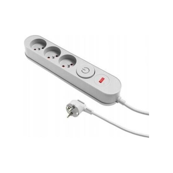 Listwa zasilająca Plastrol Plastrol Filtr W-00016 listwa zasilająca z układem przeciwprzepięciowym trzy gniazda, włącznik szara 13955278 5902273423850