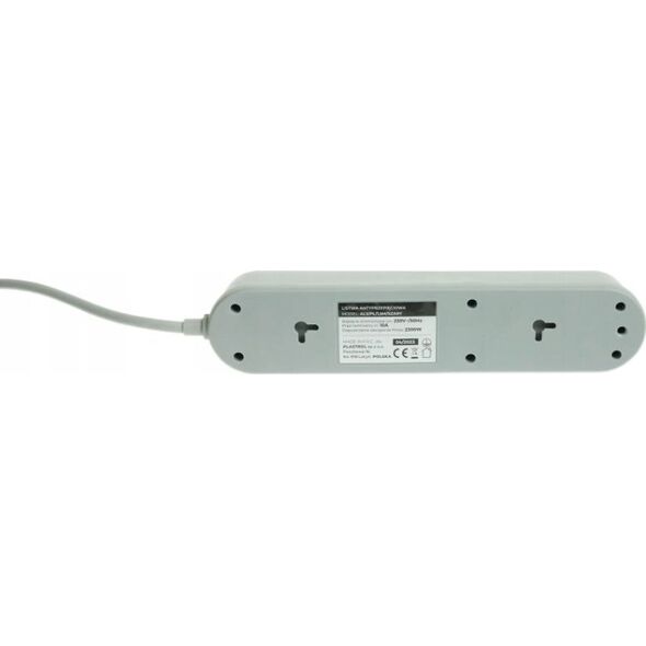 Listwa zasilająca Plastrol Plastrol Filtr W-00016 listwa zasilająca z układem przeciwprzepięciowym trzy gniazda, włącznik szara 13955278 5902273423850