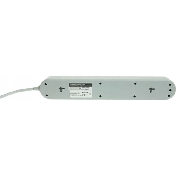 Listwa zasilająca Plastrol Plastrol Filtr W-00020 listwa zasilająca z układem przeciwprzepięciowym pięć gniazd, włącznik szara 13955280 5902273423898