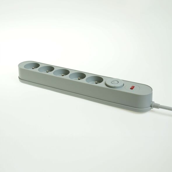 Listwa zasilająca Plastrol Plastrol Filtr W-00020 listwa zasilająca z układem przeciwprzepięciowym pięć gniazd, włącznik szara 13955280 5902273423898