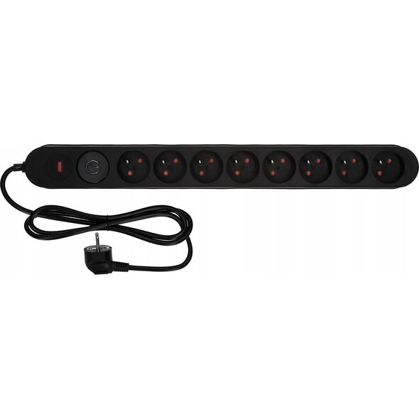 Listwa zasilająca Plastrol Plastrol Filtr W-00025 listwa zasilająca z układem przeciwprzepięciowym osiem gniazd, włącznik czarna 13955286 5902273423942