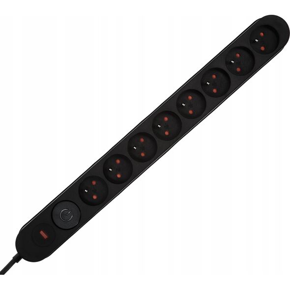 Listwa zasilająca Plastrol Plastrol Filtr W-00023 listwa zasilająca z układem przeciwprzepięciowym osiem gniazd, włącznik czarna 13955287 5902273423928