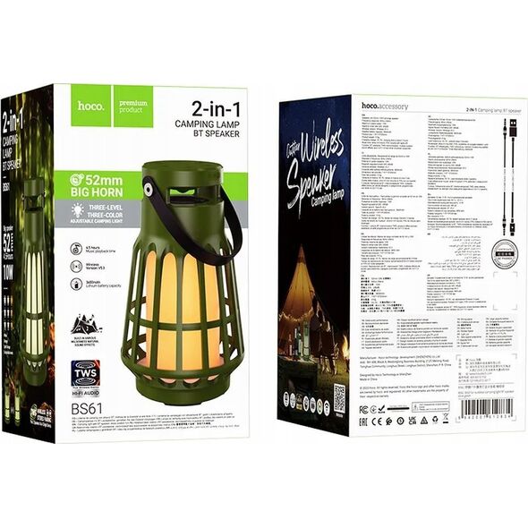 Głośnik Hoco HOCO głośnik bluetooth w kształcie lampy BS61 zielony 13961641 6942007610834