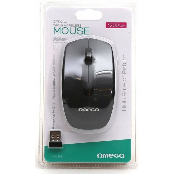 Mysz Omega OMEGA MYSZ BEZPRZEWODOWA MOUSE WIRELESS 1200DPI BLACK [45864] 13962591 5907595458641