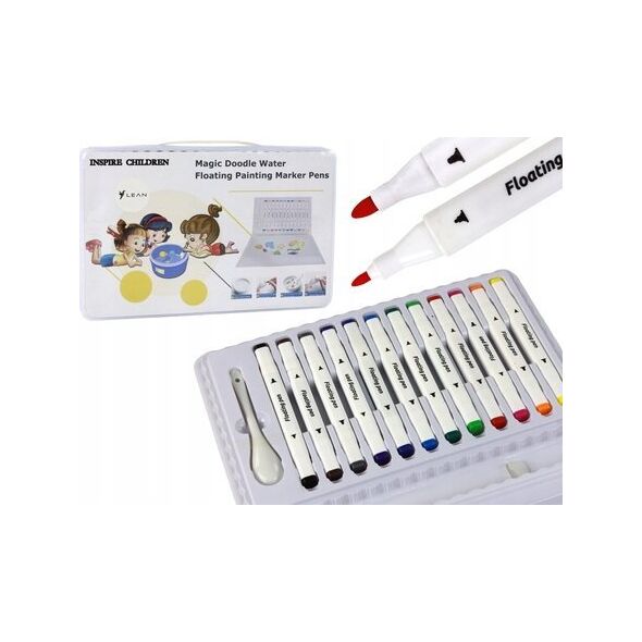 LeanToys Zestaw Kolorowych Pisaków Markerów Wodnych Walizka 12 Sztuk 13963539 5905991001577