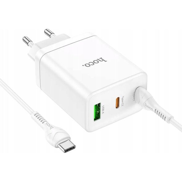 Ładowarka Hoco HOCO ładowarka sieciowa 2 x Typ C + USB A + kabel Typ C do Typ C PD QC3.0 3A 35W N33 biała 13968324 6942007621090