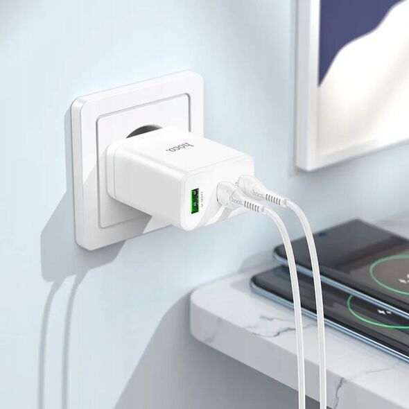 Ładowarka Hoco HOCO ładowarka sieciowa 2 x Typ C + USB A PD QC3.0 3A 35W N33 biała 13968498 6942007621076
