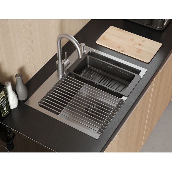 Zlewozmywak Quadron Zlewozmywak stalowy LUKE 110 WORKSTATION Nikiel szczotkowany 13970880 5905505503177