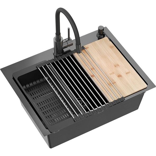 Zlewozmywak Quadron Zlewozmywak stalowy LUKE 110 WORKSTATION Czarny 13970884 5905505503184