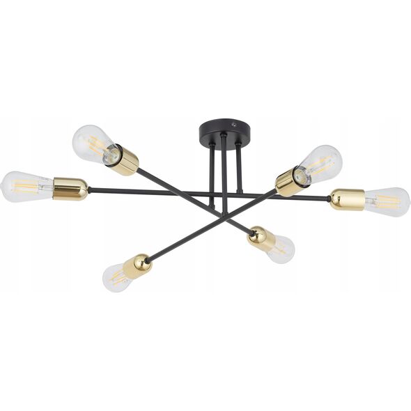 Lampa sufitowa TK Lighting TK Lighting Vista 6673 plafon lampa sufitowa 6x15W E27 czarny/złoty 13972409 5901780566739