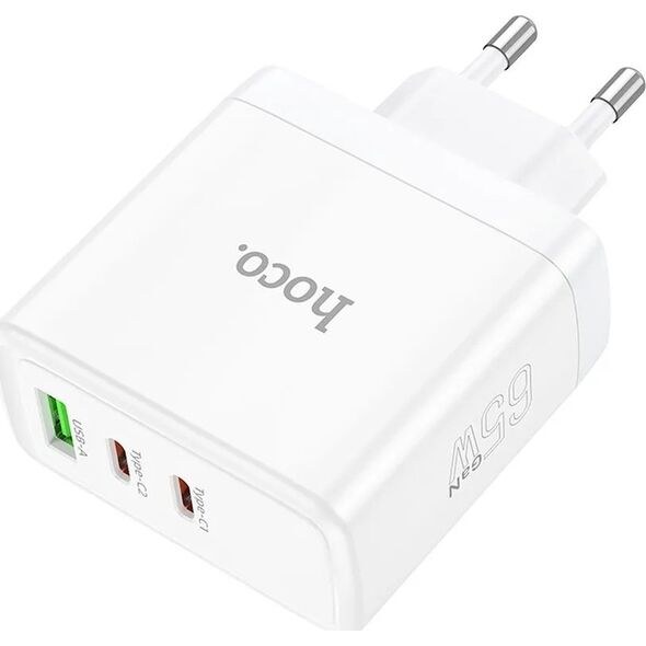 Ładowarka Hoco HOCO ładowarka sieciowa 2 x Typ C + USB A QC PD 65W GaN N30 biała 13975495 6942007621069