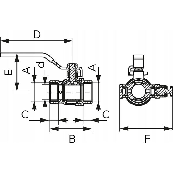 Ferro KFP01/ FERRO/  F-POWER/ ZAWÓR KUL. WODNY Z RĄCZKA 1/2'' NAKR-NAKR, Z ODPOWIETRZNIKIEM I KORKIEM 13977797 5902194992596