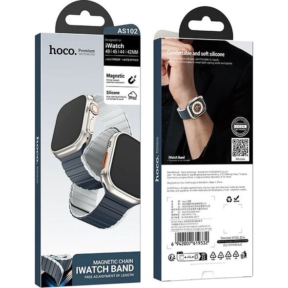 Hoco HOCO pasek do Apple Watch 42 / 44 / 45 / 49 mm AS102 niebieski z szarym 13979415 6942007619332