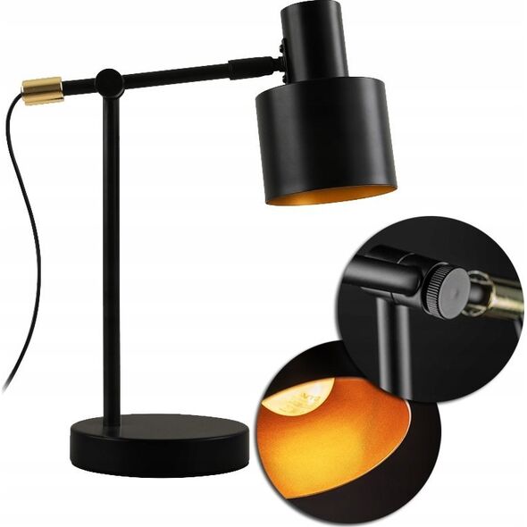 Lampka biurkowa GTV Lampka biurkowa Selvia II Gtv 5570 E14 max. 25W max. 250V IP20 śr. 20 cm czarno/złota LB-SELVII-11-DEC 13979520 5902801405570