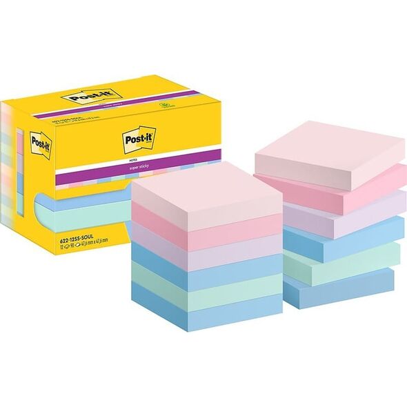 Post-it Karteczki Post-it Super Sticky 47.6x47.6mm (622-12SS-SOUL) pastelowe (12x90) 13984082 4064035065706
