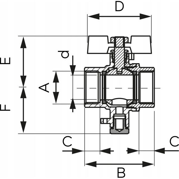 Ferro KFPMT2 / FERRO / ZAWÓR KUL. WODNY MOTYL / 3/4'' NAKR-NAKR,DP MONTAŻU CZUJNIKA TEMP. F-POWER / 13988635 5902194992855