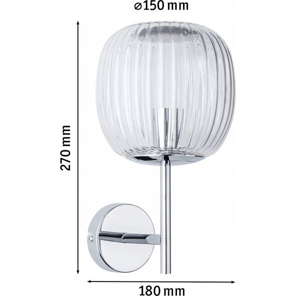 Kinkiet Paulmann Kinkiet ścienny łazienkowy RUYA E14 max.20W IP44 230V chrom / szkło 13990741 4000870711408