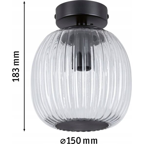 Lampa sufitowa Paulmann Oprawa sufitowa łazienkowa RUYA E14 max.20W IP44 230V czarny matowy / szkło 13990746 4000870711453