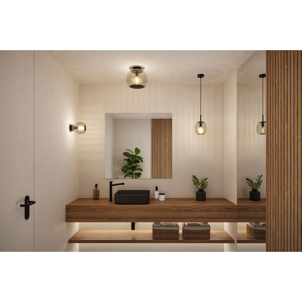 Lampa sufitowa Paulmann Oprawa sufitowa łazienkowa RUYA E14 max.20W IP44 230V czarny matowy / szkło 13990746 4000870711453