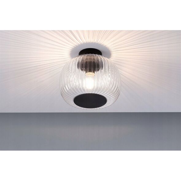 Lampa sufitowa Paulmann Oprawa sufitowa łazienkowa RUYA E27 max.60W IP44 230V czarny matowy / szkło 13990747 4000870711460