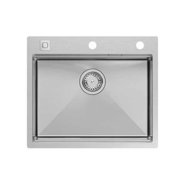 Zlewozmywak GraniteQ BURT 100 Workstation SteelQ  zlewozmywak 1-komorowy b/o stal szlachetna 580*485 mm + syfon push to open + dozownik stal szcz. + wkładka ociekowa+ Qmat 13991088 5905505507663