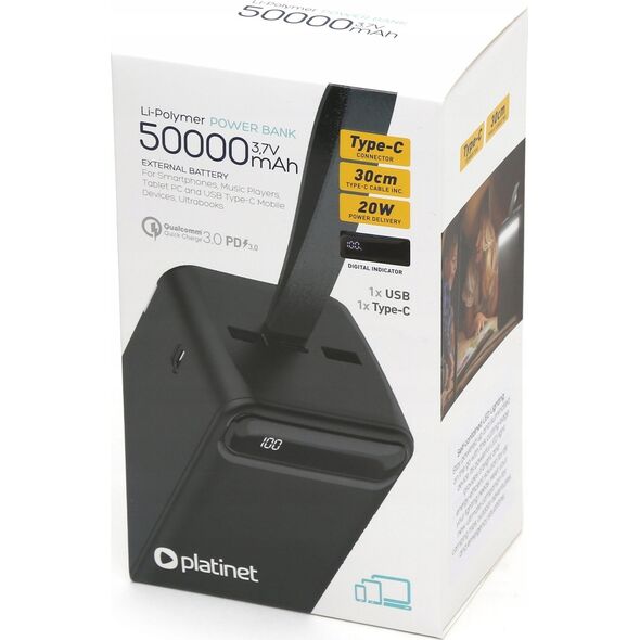 Platinet Platinet power bank 50000mAh PMPB5020B, black 13991808 5907595458726