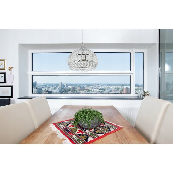 Lampa wisząca KRIS Krislamp Monako KR391-1L lampa wisząca zwis 1x40W E27 transparentna/chrom 13997665 5907582569190