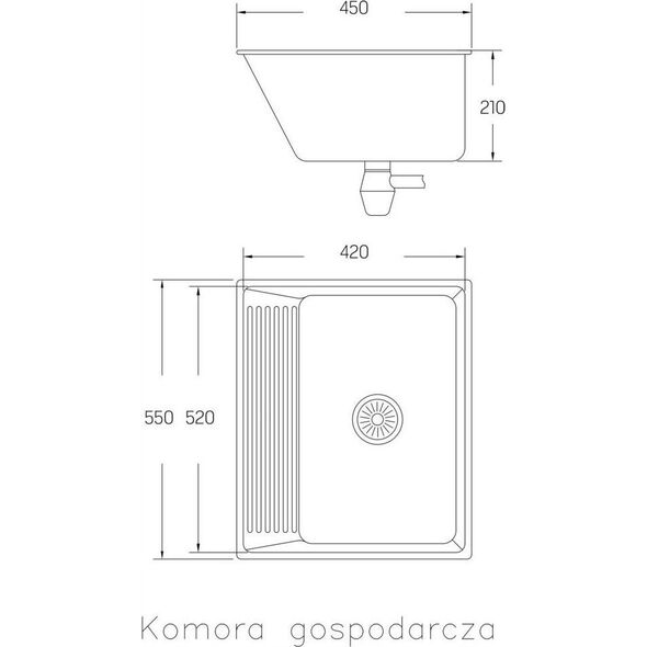 Zlewozmywak SKN_090T / KUCHINOX / CHIOS / ZLEW/KOMORA GOSPODARCZA STAL 55X45CM +SYFON ( CZZS031K ) / 13999319 5907791147127