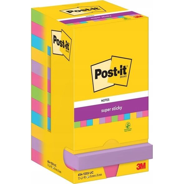 Post-it Karteczki Post-it Super Sticky 76x76mm (654-12SS-UC) (12x90) 14009532 4064035065683