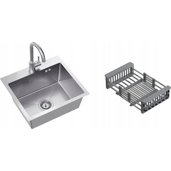 Zlewozmywak QUADRON LUKE 100 zlewozmywak stalowy (50x45x20) z syfonem 1-komorowy b/o + bateria stalowa 14010846 5905505503078