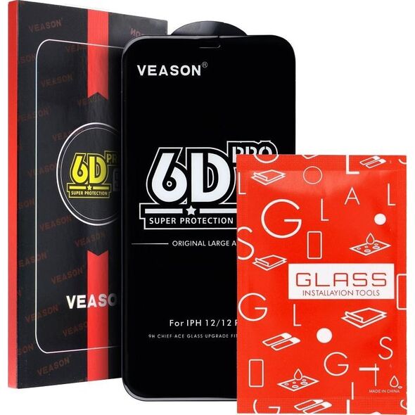 TelForceOne Szkło Hartowane 6D Pro Veason Glass - do Iphone 12 / 12 Pro czarny 14034412 5903396162756