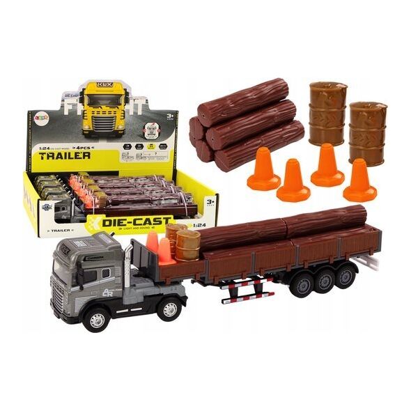 LeanToys Ciężarówka Z Drewnem Tir Przyczepa 1:24 Bale Drewna Dźwięki Światła 14042652 5905991018360