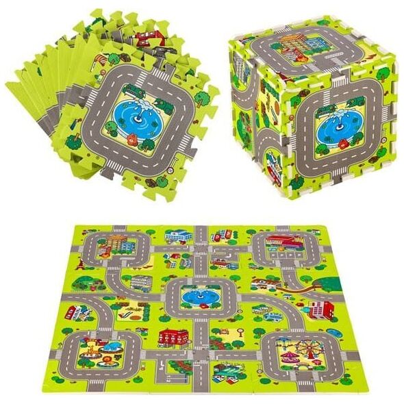 Springos MD02 MATA DZIECIĘCA PUZZLE CARS 9 ELEMENTÓW 90x90CM NILS FUN 14046329 5907695502961