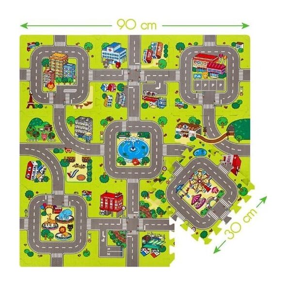 Springos MD02 MATA DZIECIĘCA PUZZLE CARS 9 ELEMENTÓW 90x90CM NILS FUN 14046329 5907695502961