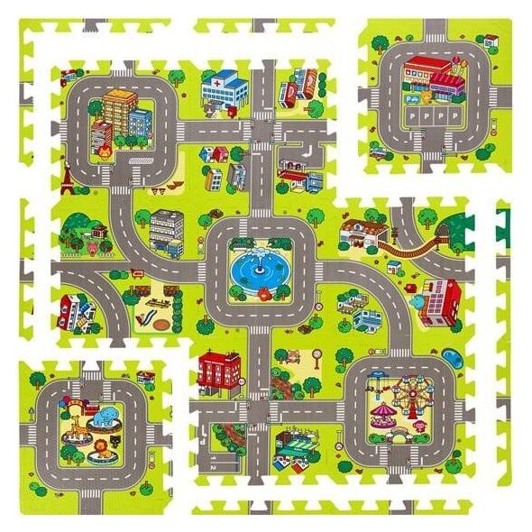 Springos MD02 MATA DZIECIĘCA PUZZLE CARS 9 ELEMENTÓW 90x90CM NILS FUN 14046329 5907695502961
