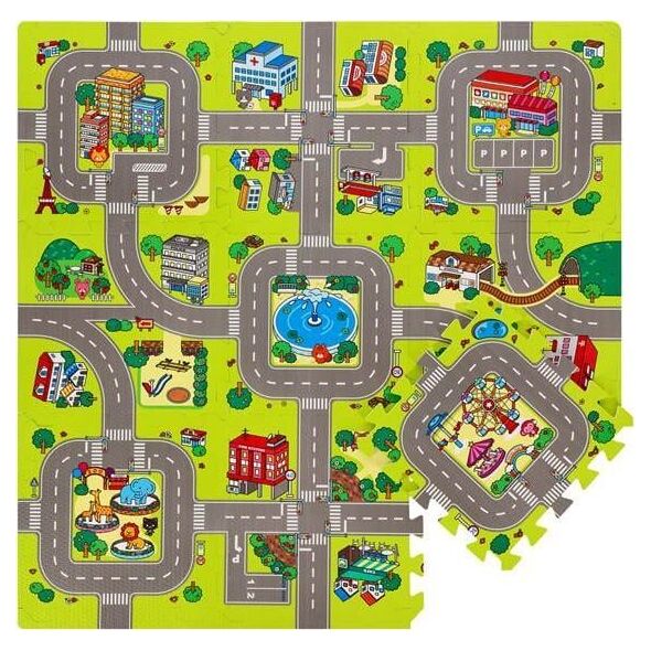 Springos MD02 MATA DZIECIĘCA PUZZLE CARS 9 ELEMENTÓW 90x90CM NILS FUN 14046329 5907695502961