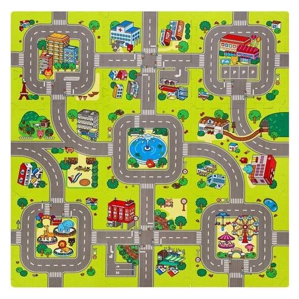 Springos MD02 MATA DZIECIĘCA PUZZLE CARS 9 ELEMENTÓW 90x90CM NILS FUN 14046329 5907695502961