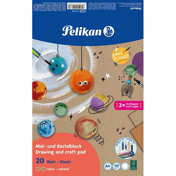 Pelikan Pelikan Zeichen-und Bastelblock A4,120g/m ,20 Blatt,Nat. FSC 14049647 4012700102362
