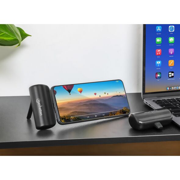 Powerbank Manhattan MANHATTAN Powerbank 5000 mAh USB Typ-C Stecker 10W schwarz 14049757 766623102636