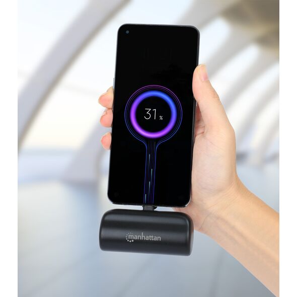 Powerbank Manhattan MANHATTAN Powerbank 5000 mAh USB Typ-C Stecker 10W schwarz 14049757 766623102636