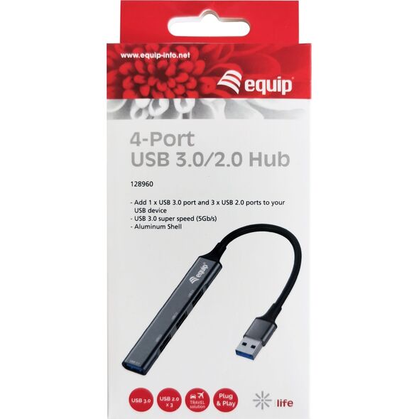 HUB USB Equip Equip USB-Hub 4-Port 3.0  ->1x3.0 3x2.0  5Gbps o.Netzteil gr 14049838 4015867227602