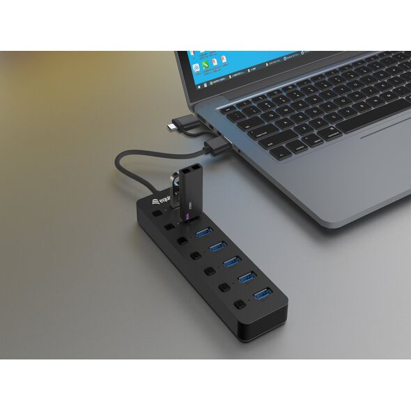 HUB USB Equip Equip USB-Hub 7-Port 3.2  ->7x3.2        5Gbps m.Netzteil sw 14050121 4015867235744