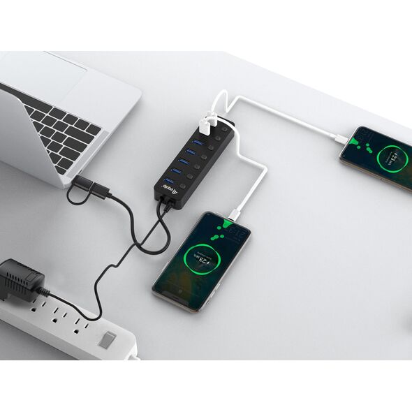 HUB USB Equip Equip USB-Hub 7-Port 3.2  ->7x3.2        5Gbps m.Netzteil sw 14050121 4015867235744